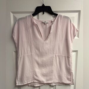 Vince 100% Cotton Seamed Popover Pale Pink Top Size XS